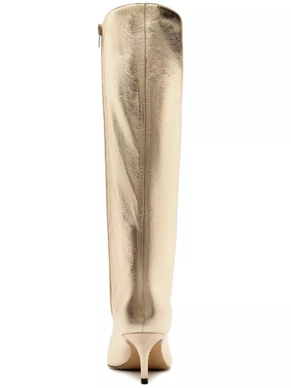 Arezzo Women's Gold Skye Low Stiletto Leather Calf Boots NEW - Picture 5 of 8